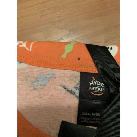 2pc Halloween Hyde and EEK Women's 2pc Pajama Set Orange Black Choose Your Size - Picture 12 of 16
